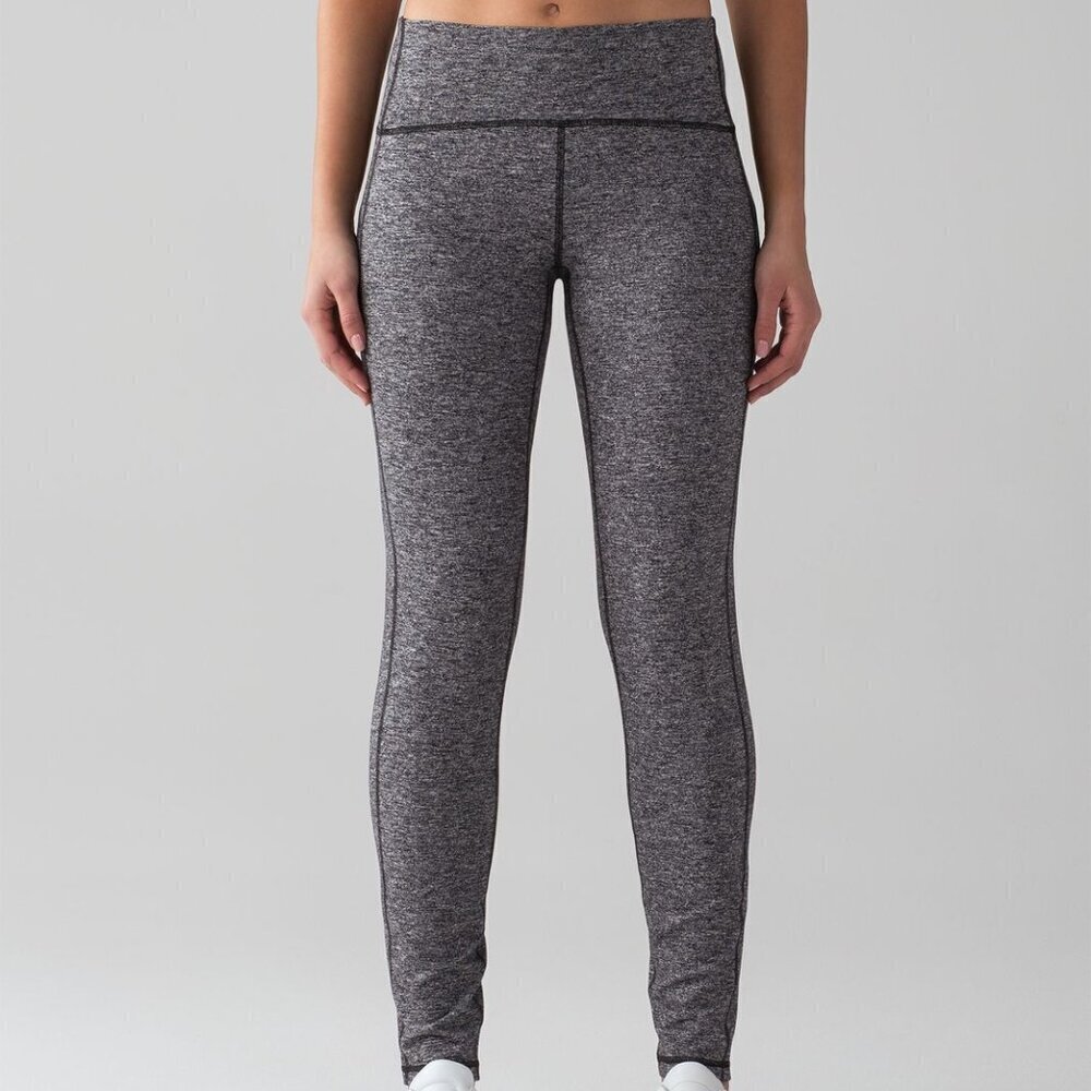 Lululemon Out To Lunge Untight Tight Heathered Black Legging Pants Size 8